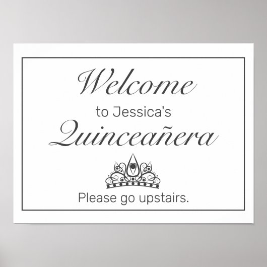 Tiara Minimalistisch White Quinceanera Begrüßungsz Poster (Vorne)