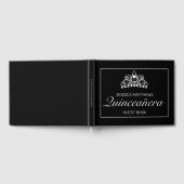 Tiara Modern Black Minimalistisch Quinceañera Gebu Gästebuch (Voll)