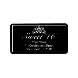 Tiara Modern Minimalistisch Black Sweet 16 Adresse Adressaufkleber