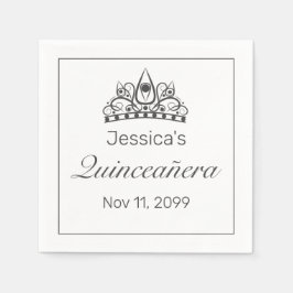 Tiara Modern Minimalistisch White Black Quinceañer Serviette