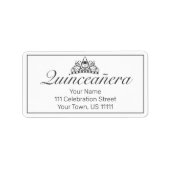 Tiara Modern Minimalistisch White Quinceañera Adre Adressaufkleber (Vorne)