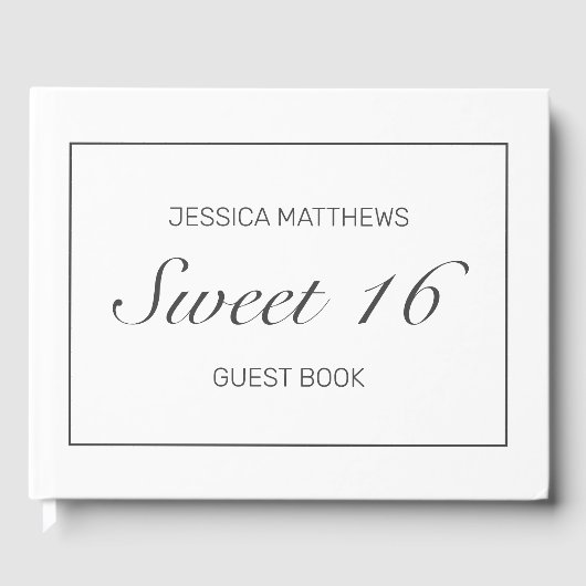 Tiara Modern Minimalistisch White Sweet 16 Geburts Gästebuch (Vorderseite)