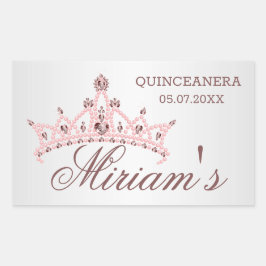 Tiara, Perlen, Edelstein in Herzform Quinceanera Rechteckiger Aufkleber