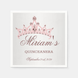 Tiara, Perlen, Edelstein in Herzform Quinceanera Serviette