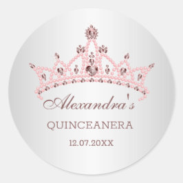 Tiara perlt, Edelsteine in der Herzform Runder Aufkleber