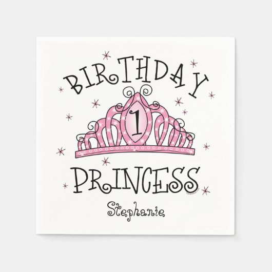Tiara Princess 1. Geburtstag Serviette (Vorderseite)