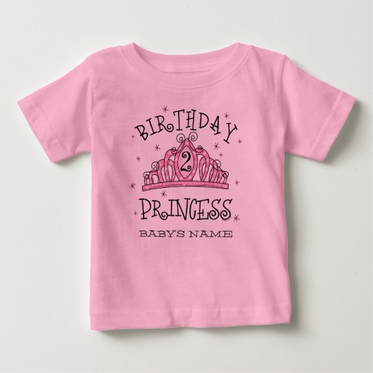 Tiara Princess 2. Geburtstag Custom Baby T-shirt (Vorderseite)