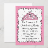 Tiara Princess 2. Geburtstag Custom Einladung (Vorne/Hinten)