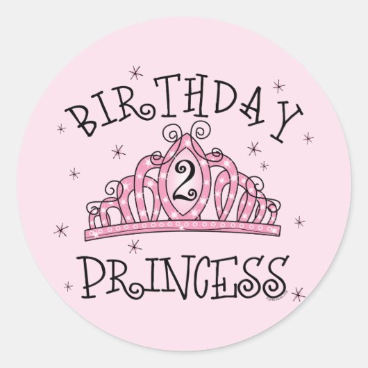 Tiara Princess 2. Geburtstag Runder Aufkleber (Vorderseite)