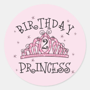 Tiara Princess 2. Geburtstag Runder Aufkleber