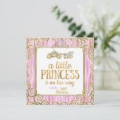 Tiara Princess Baby Dusche Rosa Pferdewagen Einladung (Stehend Vorderseite)