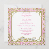 Tiara Princess Baby Dusche Rosa Pferdewagen Einladung (Rückseite)