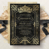 Tiara Princess Black Fairytale Foto Quinceanera Einladung