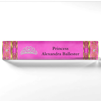 Tiara Princess Hot Pink Gold Name Namensplakette