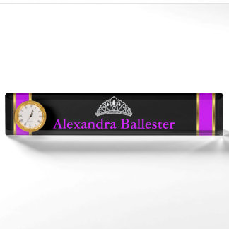 Tiara Princess Magenta Lila Black Gold Name Namensplakette