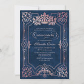 Tiara Princess Pink Fairytale Foto Quinceanera Einladung (Vorderseite)