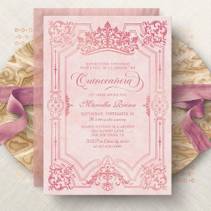 Tiara Prinzessin Pink Märchen Quinceanera Einladung