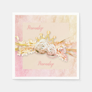Tiara Rose Diamant und Spitzen rosa Serviette