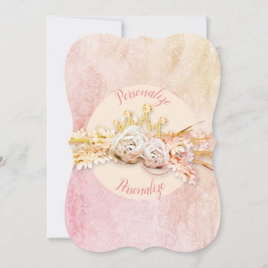 Tiara Rose Diamantspitze funkeln rosa Einladung (Vorderseite)