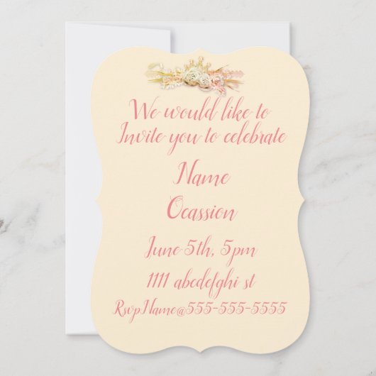 Tiara Rose Diamantspitze funkeln rosa Einladung (Rückseite)