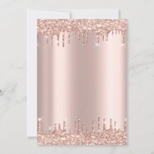 Tiara, Rose Gold Glitzer Drops Balloons Quinceañer Einladung (Rückseite)