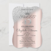 Tiara, Rose Gold Sweet 40. Glitzer Bokeh Ombre Einladung (Vorderseite)