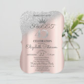 Tiara, Rose Gold Sweet 40. Glitzer Bokeh Ombre Einladung (Stehend Vorderseite)