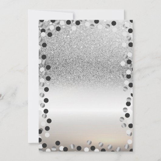 Tiara, Silver Glitzer Bokeh Dots Sweet 16 Party Einladung (Rückseite)