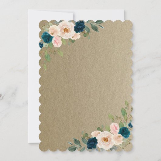 Tiara, String Lights Blume Kraft Quinceañera Einladung (Rückseite)