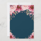 Tiara, String Lights Blume Navy Blue Quinceañera Einladung (Rückseite)