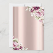 Tiara, String Lights Rosa Blume Quinceañera Einladung (Rückseite)