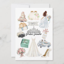 Tiara- und Aquarell-Hochzeitsbilder Brautparty