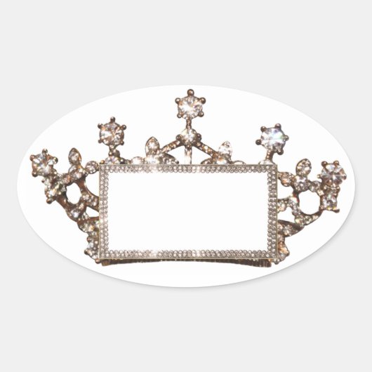 Tiara und Crown Labels für die Personalisierung Ovaler Aufkleber (Vorderseite)