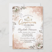 Tiara, Weiße Blume Quinceañera Einladung (Vorderseite)