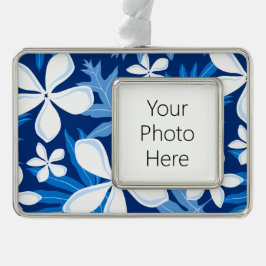 TIARE (BLAU) Rahmen-Ornament SILBER