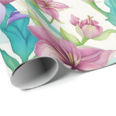 Tiare-Blumenmuster Geschenkpapier (Rolleneckpunkt)