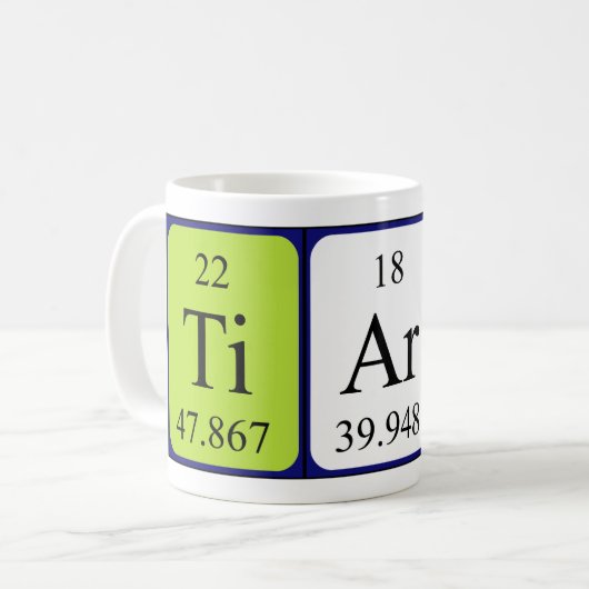 Tiarra Periodenname Tasse (Vorderseite Links)