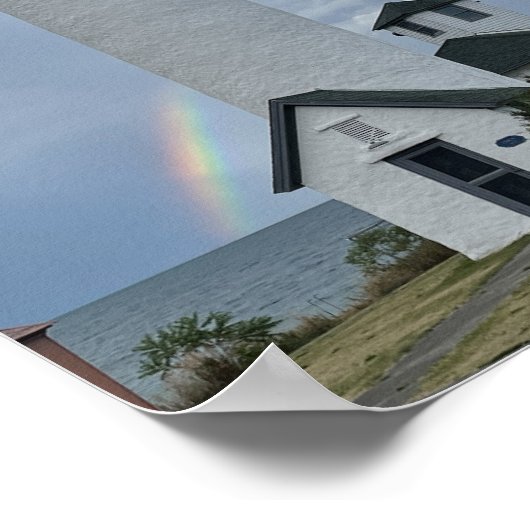 Tibbetts Point Lighthouse Rainbow Cape Vincent NY Poster (Ecke)