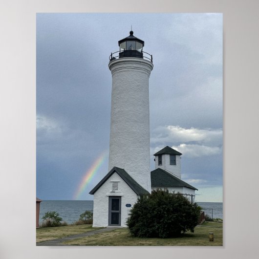 Tibbetts Point Lighthouse Rainbow Cape Vincent NY Poster (Vorne)