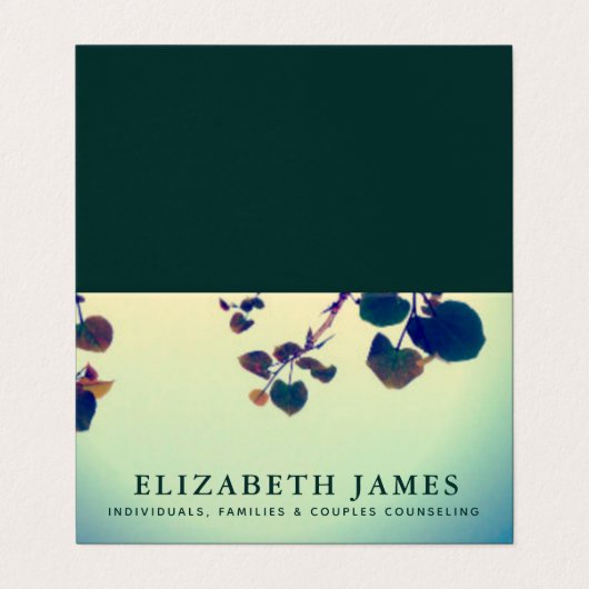 Tiber Blue Green Heart Leaf Visitenkarten (Außenseite Aufgefaltet)