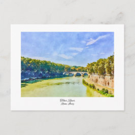 Tiber River Rome, Italien Aquarellmalerei Postkarte