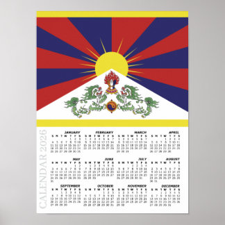 Tibet 2026 Calendar, Large, Tibetan Flag Poster