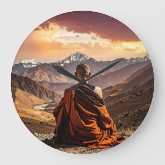 TIbet - Buddhism - Meditation Große Wanduhr