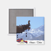 Tibet, Dach des Jokhang-Tempels, Lhasa Magnet (Vorderseite/Rückseite)