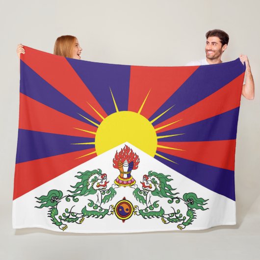 Tibet-Fahne - Snow-Lion-Flagge Fleecedecke (Beispiel)