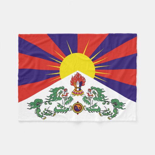 Tibet-Fahne - Snow-Lion-Flagge Fleecedecke (Vorderseite (Horizontal))