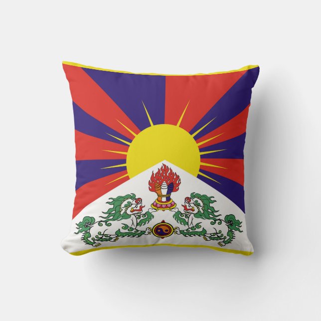 Tibet-Fahne - Snow-Lion-Flagge Kissen (Vorderseite)