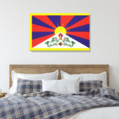 Tibet-Fahne - Snow-Lion-Flagge Leinwanddruck (Insitu (Schlafzimmer))