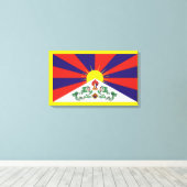 Tibet-Fahne - Snow-Lion-Flagge Leinwanddruck (Insitu (Holzboden))