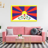 Tibet-Fahne - Snow-Lion-Flagge Leinwanddruck (Insitu (Wohnzimmer))